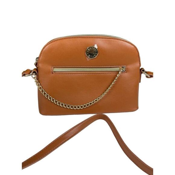 Kendall + Kylie Dome Crossbody Bag Cognac Brown Gold Accents Charm Small NWOT - Picture 2 of 7